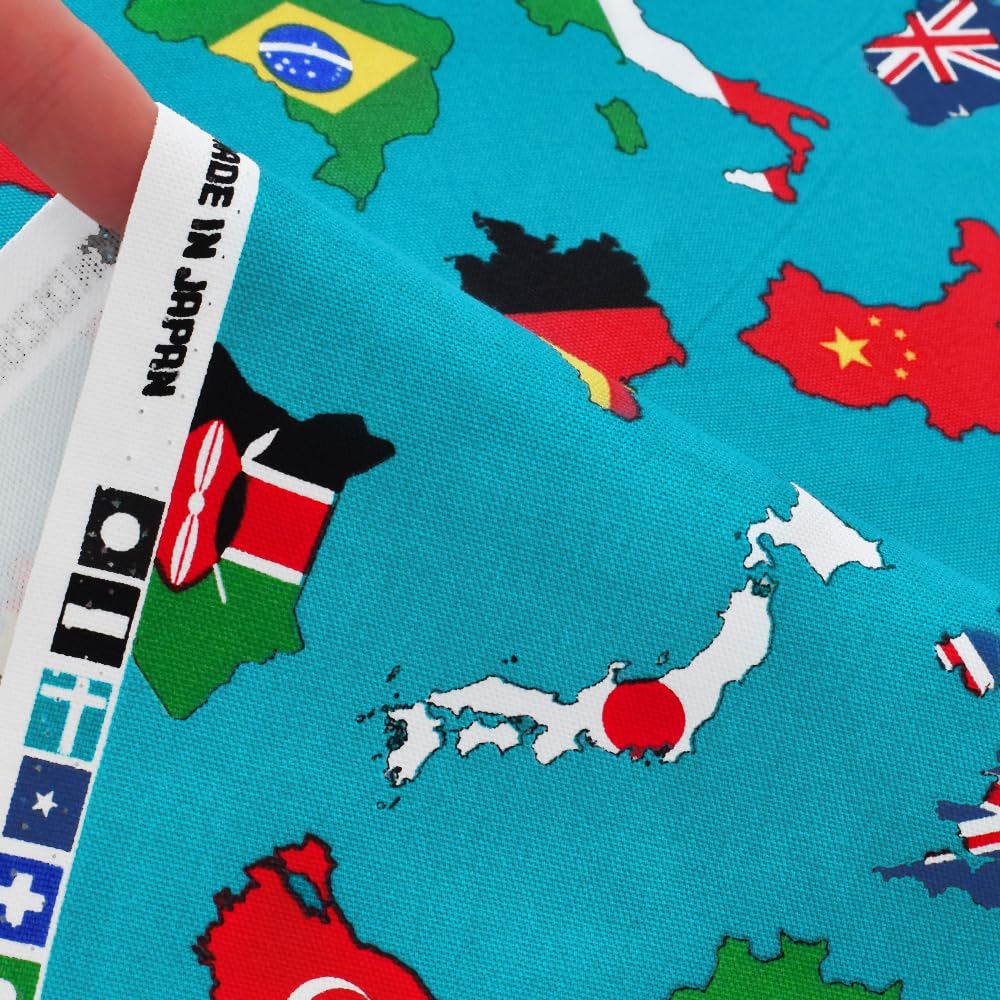 Amazon | オックス 生地 世界地図 国旗 柄 50cm単位販売 布 綿 入園